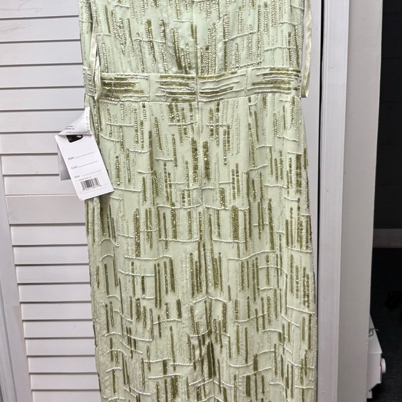 MAC DUGGAL Abstract Beaded Sleeveless Midi Sheath Dress NEW Size 10 Sage Green. - Picture 5 of 14
